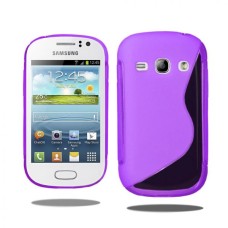 Grip S Line Wave Gel Phone Case Cover For Samsung Galaxy Fame S6810 S6812-Purple