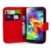 Book Flip Leather Wallet Case Cover For Samsung Galaxy S5 Mini Red