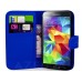 Book Flip Leather Wallet Case Cover For Samsung Galaxy S5 Mini in Blue