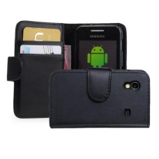 Leather Feel Flip Book Shape Back Case Samsung Galaxy Ace S5830 - Black