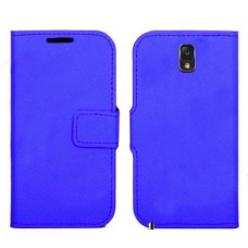 Leather Feel Flip Book Shape Back Case for Samsung Galaxy Note 3 - Blue