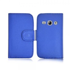 Leather Feel Flip Book Shape Back Case Samsung Galaxy Fit S6810 - Blue