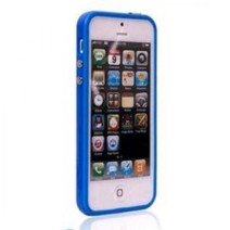 iPhone 5 Bumper Metal Button Silicone TPU Frame Cover in Light Blue