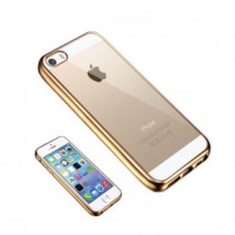 Ultra Thin Clear Gel Cover With Gold Bumper Compatible For iPhone 5/5s/5c/SE
