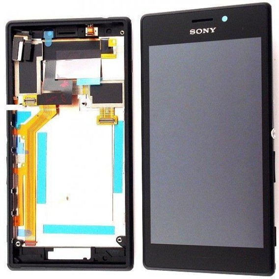 Genuine Sony Xperia M2 Dual (D2302) Complete Lcd with Frame and Touchpad in Black