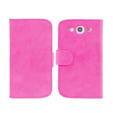 Leather Feel Flip Book Shape Back Case for Samsung galaxy Ace 3 - Pink