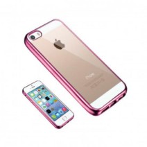 Ultra Thin Clear Gel Cover With Pink Bumper Compatible For iPhone 5/5S/5C/SE