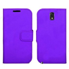 Leather Feel Flip Book Shape Back Case for Samsung Galaxy Note 3 - Purple