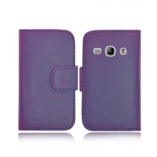 Leather Feel Flip Book Shape Back Case Samsung Galaxy Fit S6810 - Purple