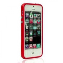 iPhone 5 Bumper Metal Button Silicone TPU Frame Cover in Hot Red