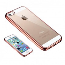 Ultra Thin Clear Gel Cover With Rose Gold Bumper Compatible For iPhone 5/5S/5C/SE