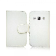 Leather Feel Flip Book Shape Back Case Samsung Galaxy Fit S6810 - White