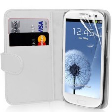 Leather Feel Flip Book Shape Back Case Samsung Galaxy S3 i9300 - White